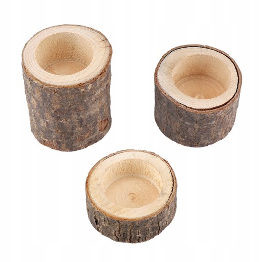 ŚWIECZNIKI DREWNIANE KOMPLET PODSTAWKA POD ŚWIECĘ TEALIGHT