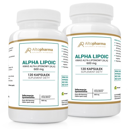 KWAS ALFA LIPONOWY 600mg VEGE 2x120kaps MEGA DAWKA