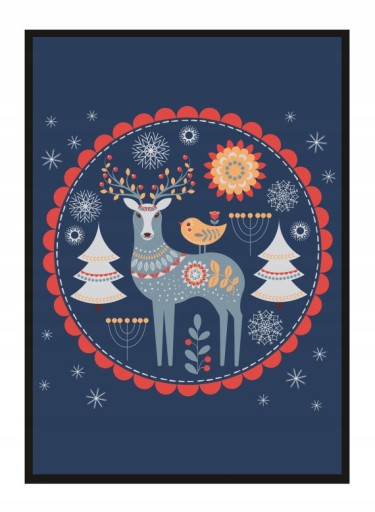 OBRAZ PLAKAT W RAMIE 33x43 cm Jeleń Bajka PD296