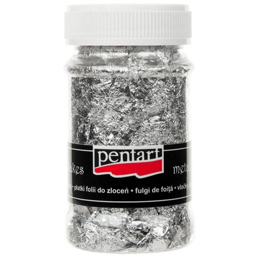Folia DO ZŁOCEŃ płatki srebrne 100ml Pentart M8