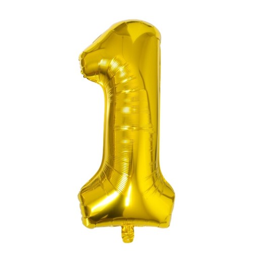 MEGA ZŁOTY BALON CYFRA 1 JEDEN URODZINY 80 CM