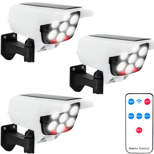 3x SOLARNA ATRAPA KAMERY ZEWNĘTRZNA CZUJNIK RUCHU ZMIERZCHU 2w1 LAMPA LED