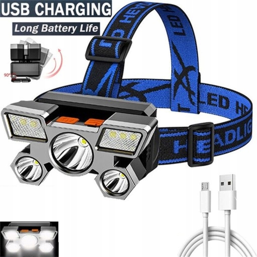 5LED With Built-in 18650 Battery USB Rechargeable