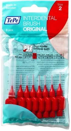 TePe Original wyciorki 0,5 mm CZERWONE roz.2 -8szt