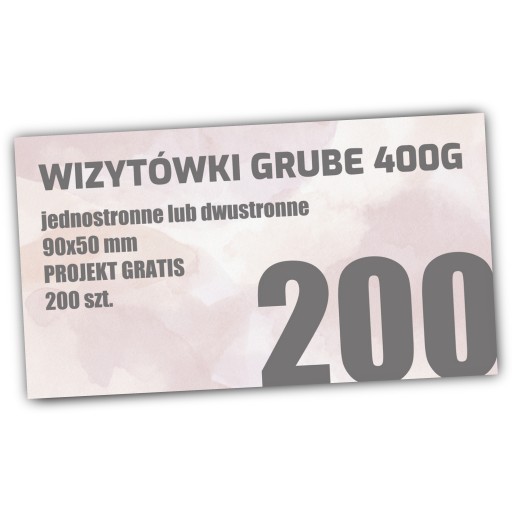 Wizytówki GRUBE 400g 200 szt. PROJEKT GRATIS