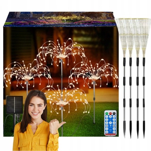 4x OGRODOWE LAMPA SOLARNA LED DRZEWKO DMUCHAWIEC FAJERWERKI 480LED +PILOT