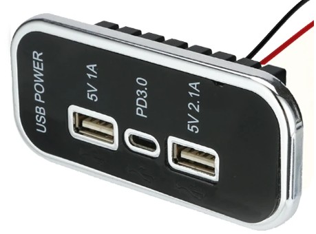 GNIAZDO 2XUSB/USB TYP-C ŁADOWARKA PODWÓJNA 12V-24V DO ŁODZI/JACHTU