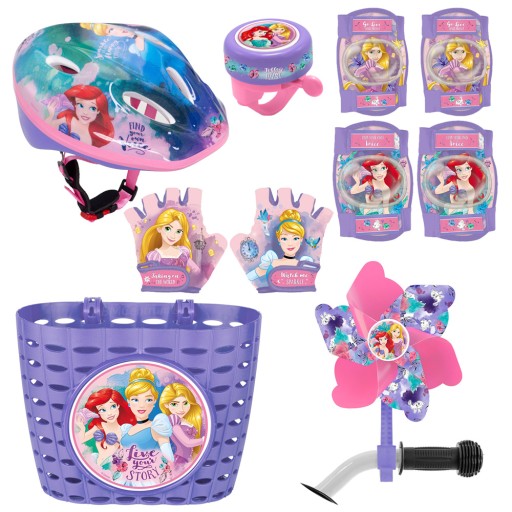 4x ochraniacze kask koszyk rękawiczki dzwonek wiatraczek Disney Princess