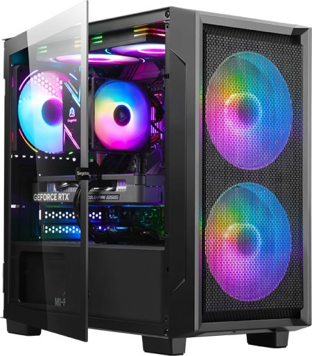 OBUDOWA USB 3.0 FULL MESH OTWIERANE SZKŁO NA ZAWIASIE GAMING +1x RGB FAN