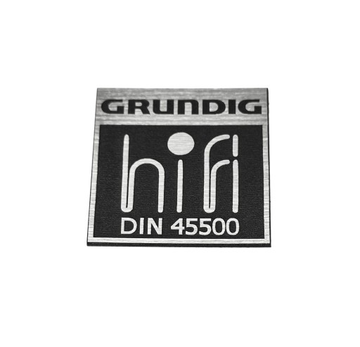 Naklejka Emblemat GRUNDIG HIFI srebrna 20x20mm
