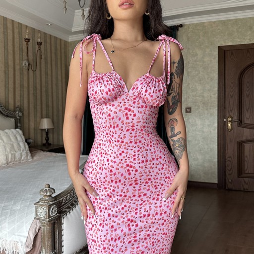 SUKIENKA ELEGANCKA LETNIA MAXI PLAŻOWA W KWIATY