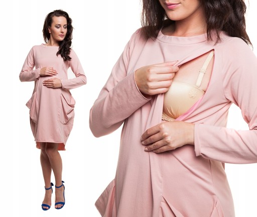 Sukienka ciążowa do karmienia oversize róż L/XL
