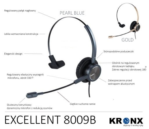 KRONX EXCELLENT 8009 słuchawka na jedno ucho,FV
