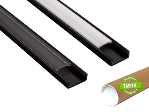 Profil LED CZARNY Do TAŚMY LED MONO RGB Z KLOSZEM 1 METR