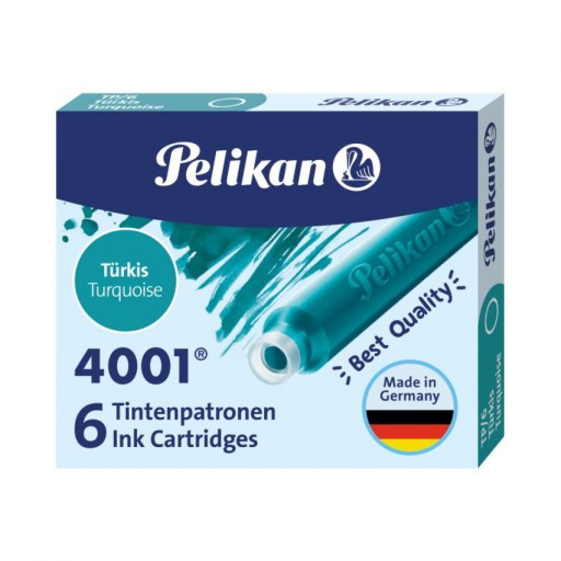 NABOJE Pelikan do pióra wiecznego krótkie TURKUSOWE 6 sztuk