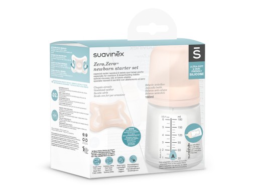 SUAVINEX ZESTAW BUTELKA ZERO 180ML + SMOCZEK -2-2M
