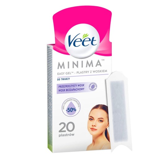 PLASTRY Veet Minima DEPILACJA TWARZY Delikatne 20szt Nawilża Nawadnia Skórę
