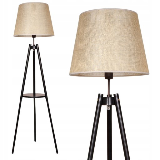 LAMPA STOJĄCA PODŁOGOWA TRÓJNÓG ZE STOLIKIEM BOHO