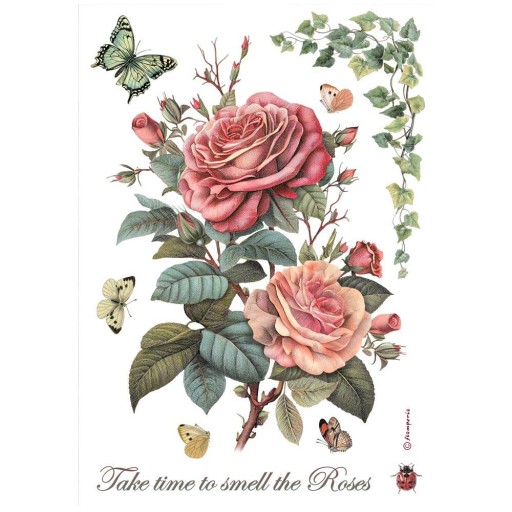 PAPIER RYŻOWY do decoupage A4 - Stamperia - Duża róża