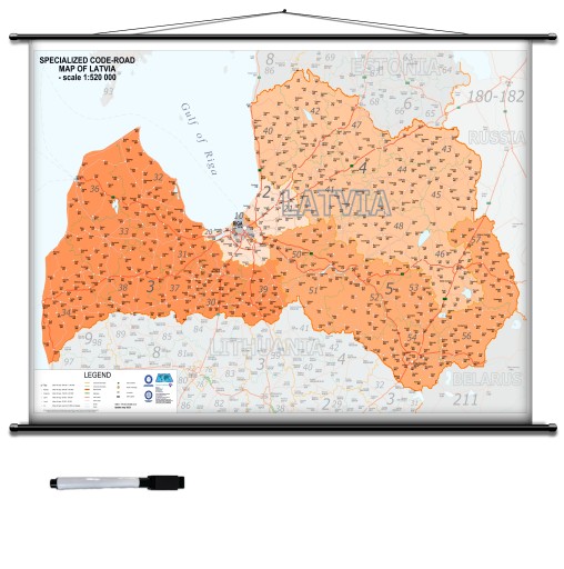 Mapa Ścienna Kodowo-Drogowa ŁOTWY ŁOTWA 90x60cm