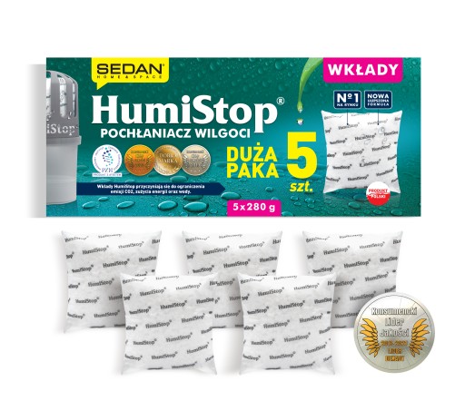 HUMISTOP ORYGINALNE WKŁADY 5szt. atest PZH POLSKI PRODUCENT SKUTECZNE Nr 1