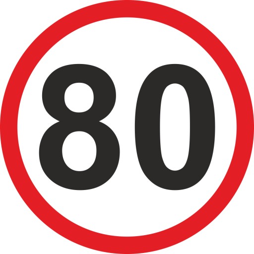Naklejka OGRANICZENIE PRĘDKOŚCI 80 km/h znak 20 cm