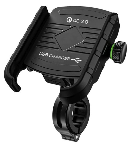 MOTOCYKLOWY UCHWYT NA TELEFON USB QC 3.0 ALUMINIUM