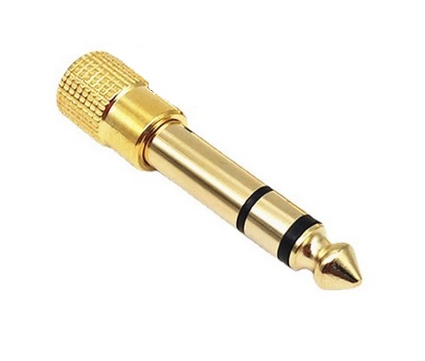 Przejście przejściówka Duży Jack 6,3 x Mały Jack 3,5 Złoty Adapter Stereo