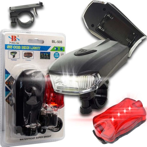 OŚWIETLENIE ROWEROWE LED COB 5W PRZÓD TYŁ LAMPKI