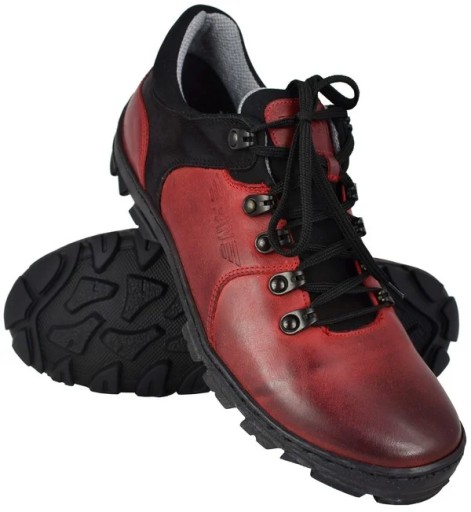 BUTY CASUAL MĘSKIE SKÓRA CZERWONE 43 28,5 cm PAN
