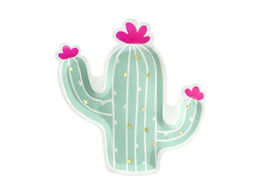 TALERZYKI KAKTUS URODZINY ALOHA PARTY 23x24cm 6szt