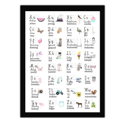 Alfabet plakat edukacyjny duży ramka A3 30x40