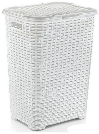 KOSZ na PRANIE BIELIZNĘ RATTAN 45l,BRĄZ BEŻ ,BIAŁY