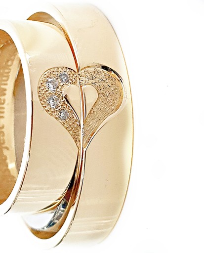 Obrączki ślubne z sercem i diamentami 5.5 mm 333