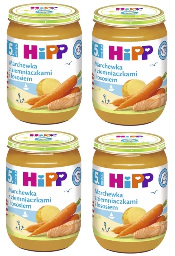 4x 190g HIPP obiadek Marchewka z ziemniaczkami i łososiem po 5msc