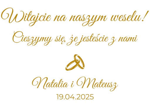 naklejki Witajcie na weselu! Imiona Data 70x44cm