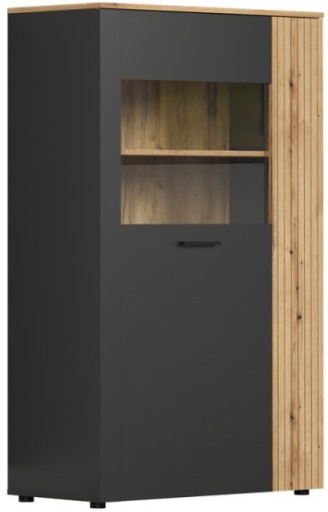 Witryna niska ESTEBAN 1D1W dąb evoke / grafit LOFT LAMELE