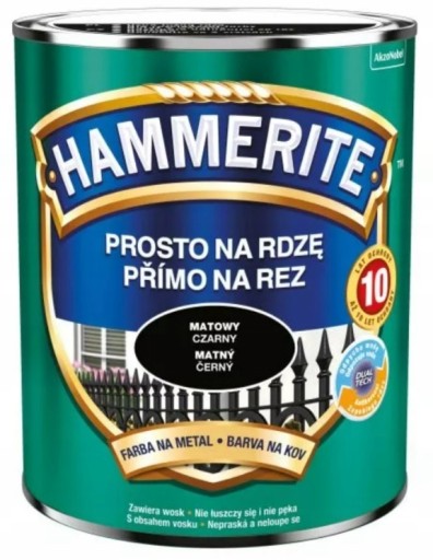 HAMMERITE PROSTO NA RDZĘ CZARNY MAT 0,7 l