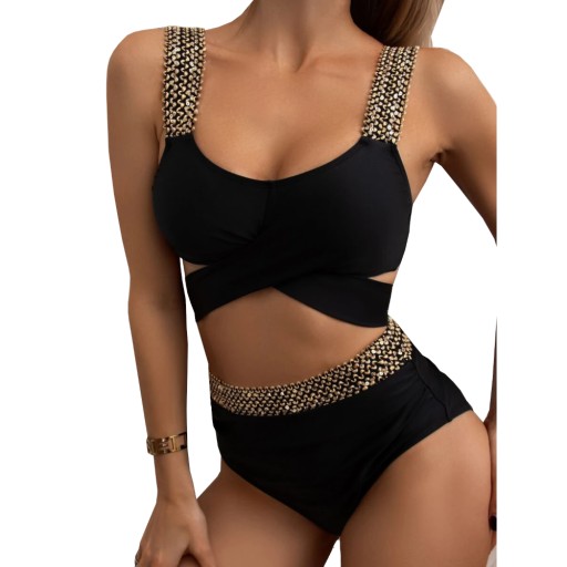 DWUCZĘŚCIOWY STRÓJ KĄPIELOWY KOSTIUM DAMSKI BIKINI WIĄZANIE WYSOKI STAN XL