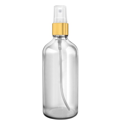 BUTELKA BEZBARWNA 100ML Z ATOMIZEREM ZŁOTYM
