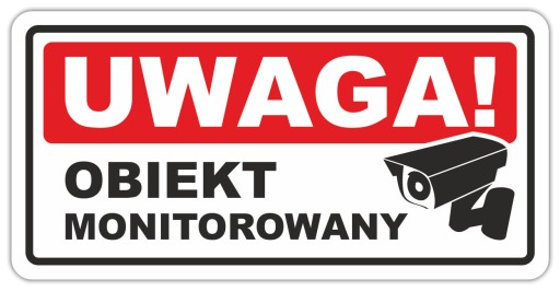 Naklejka monitoring OBIEKT MONITOROWANY 20x10 RODO