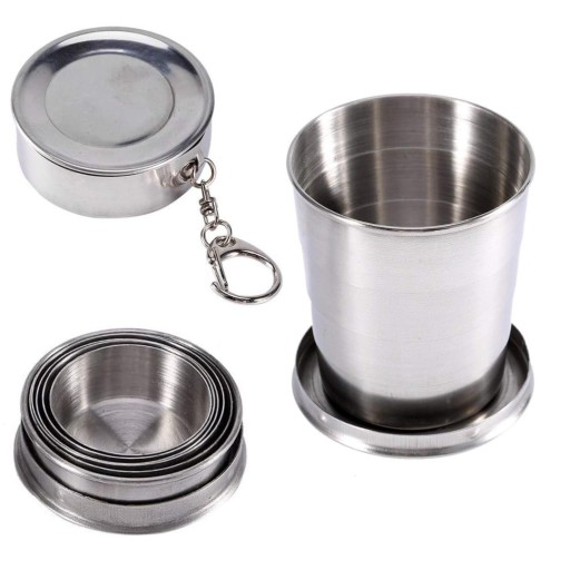 50 ml turystyczny kubek kieliszek stal nierdzewna składany brelok breloczek