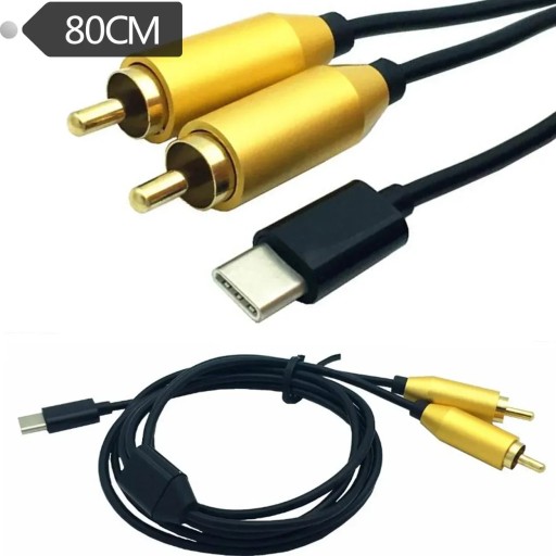 Type-C USB C to 2 Dual RCA Male Signal For Video AV Audio Adapter Cable Con