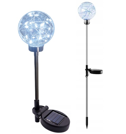 LAMPA OGRODOWA KULA SOLARNA WBIJANA ZIMNE ŚWIATŁO CZUJNIK ZMIERZCHU