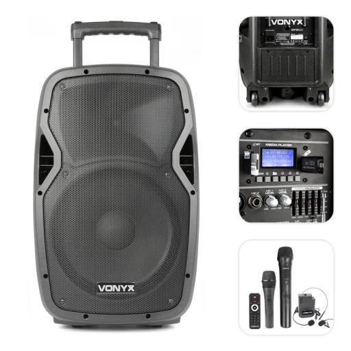 Kolumna Vonyx AP1200PA 12'' + mikrofony + bodypack