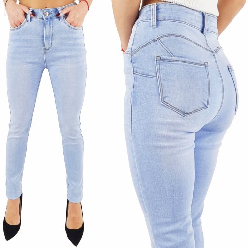 DAMSKIE SPODNIE JEANSOWE DOPASOWANE PUSH - UP
