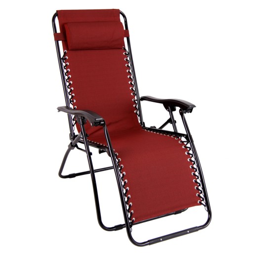 Fotel relaksacyjny leżak Patio Relax metalowy 65x165x114 cm czerwony MOCNY