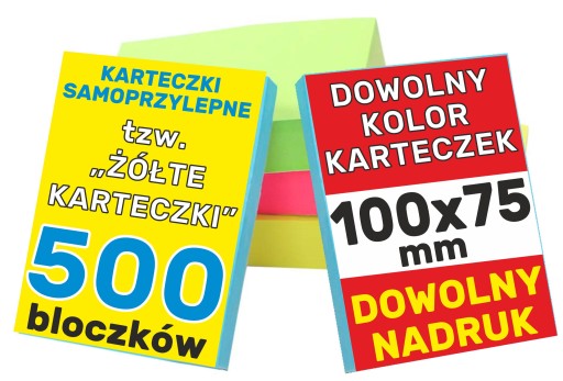 ŻÓŁTE Karteczki SAMOPRZYLEPNE Sticky Note 500 szt