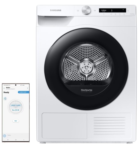 Suszarka Samsung z czujnikiem DV90T5240AW 9 Kg, Pompa Ciepła, Klasa A+++
