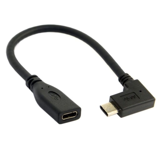 Kabel Przedłużacz kątowy USB 3.1 C typ C M/F 0,2M